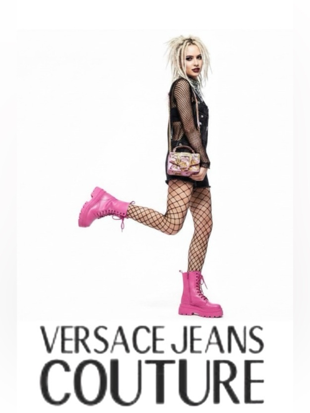 Pink Versace Jeans Baroque Print Mini Crissbody